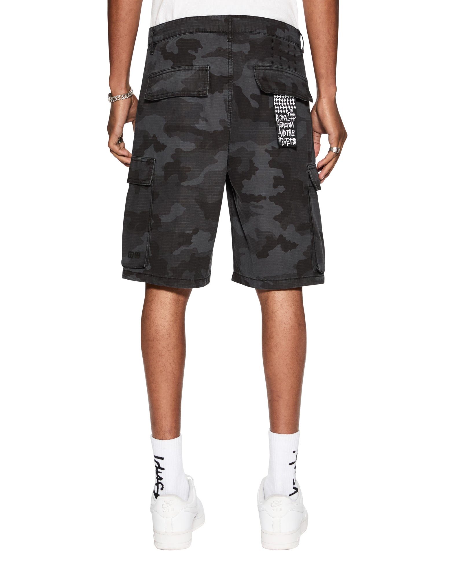 Fugitive Cargo Short Black Camo Relaxed Fit - Dark Wash