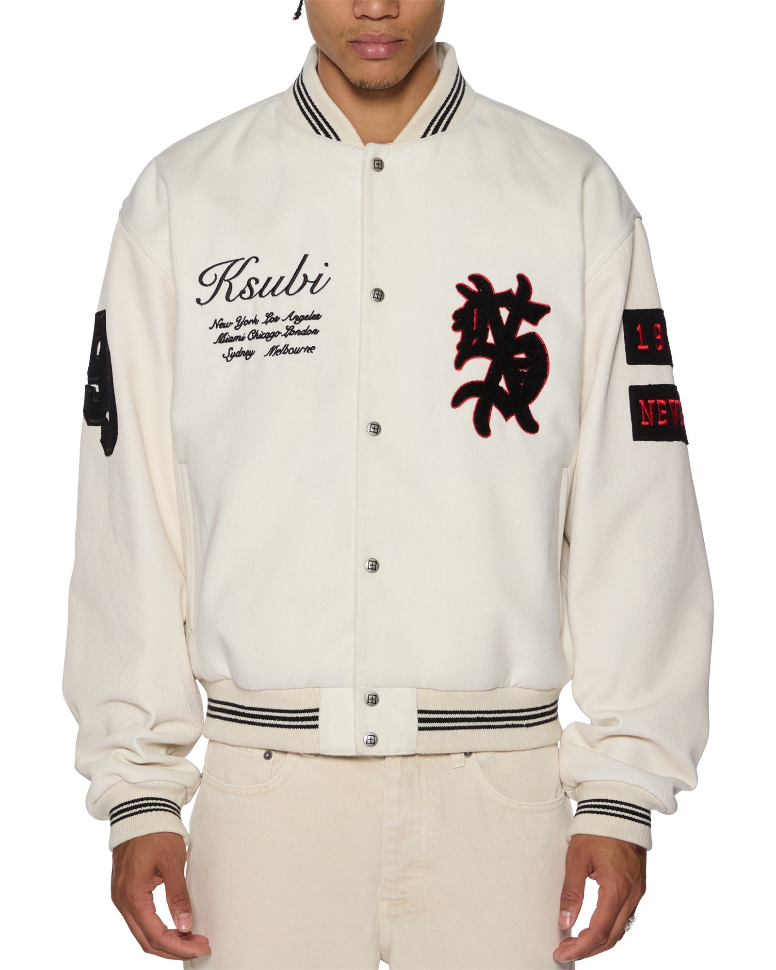 Mens Playoff Varsity Jacket Ecru Jackets