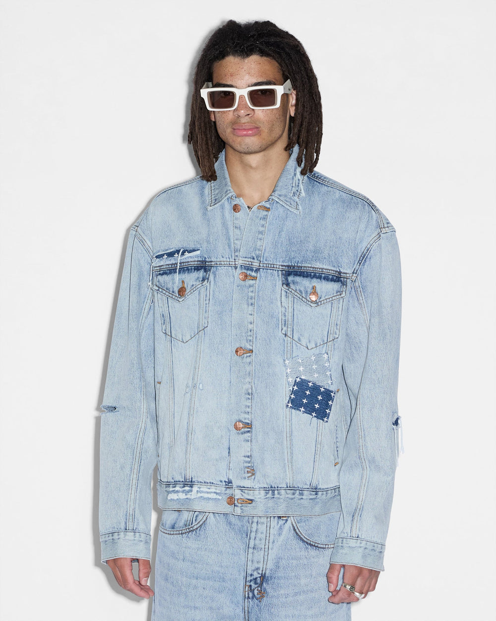 Oh G Denim Jacket Mills Repair - Blue