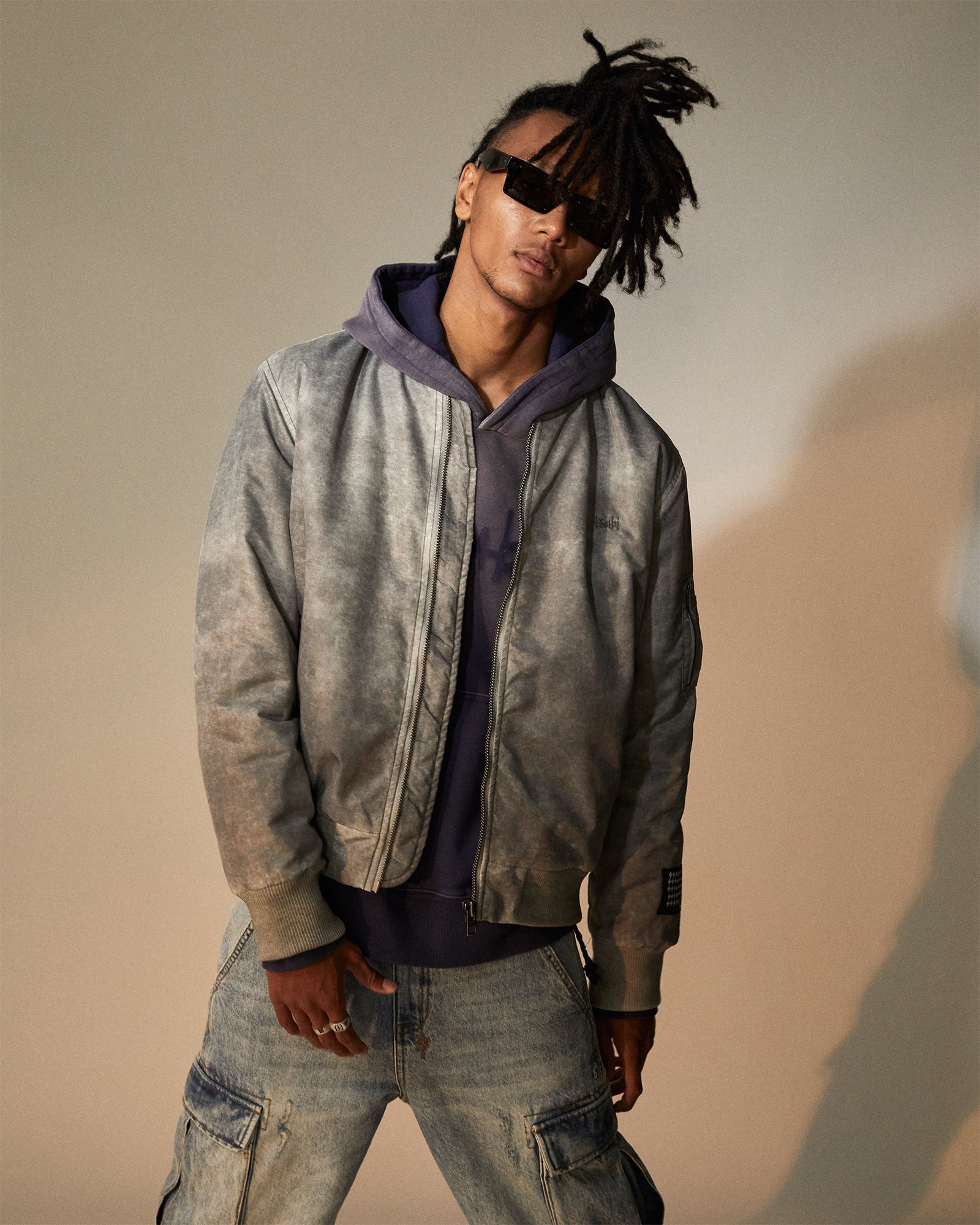 Royalty Bomber Mens Jacket Overdye Earth - Green