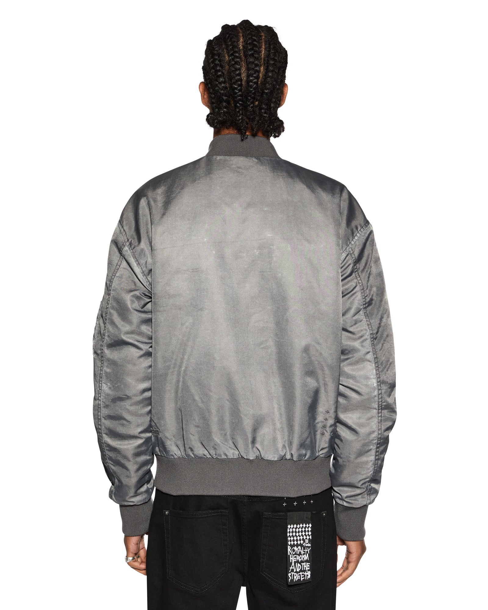 Royalty Padded Bomber Overdye Coal - Grey