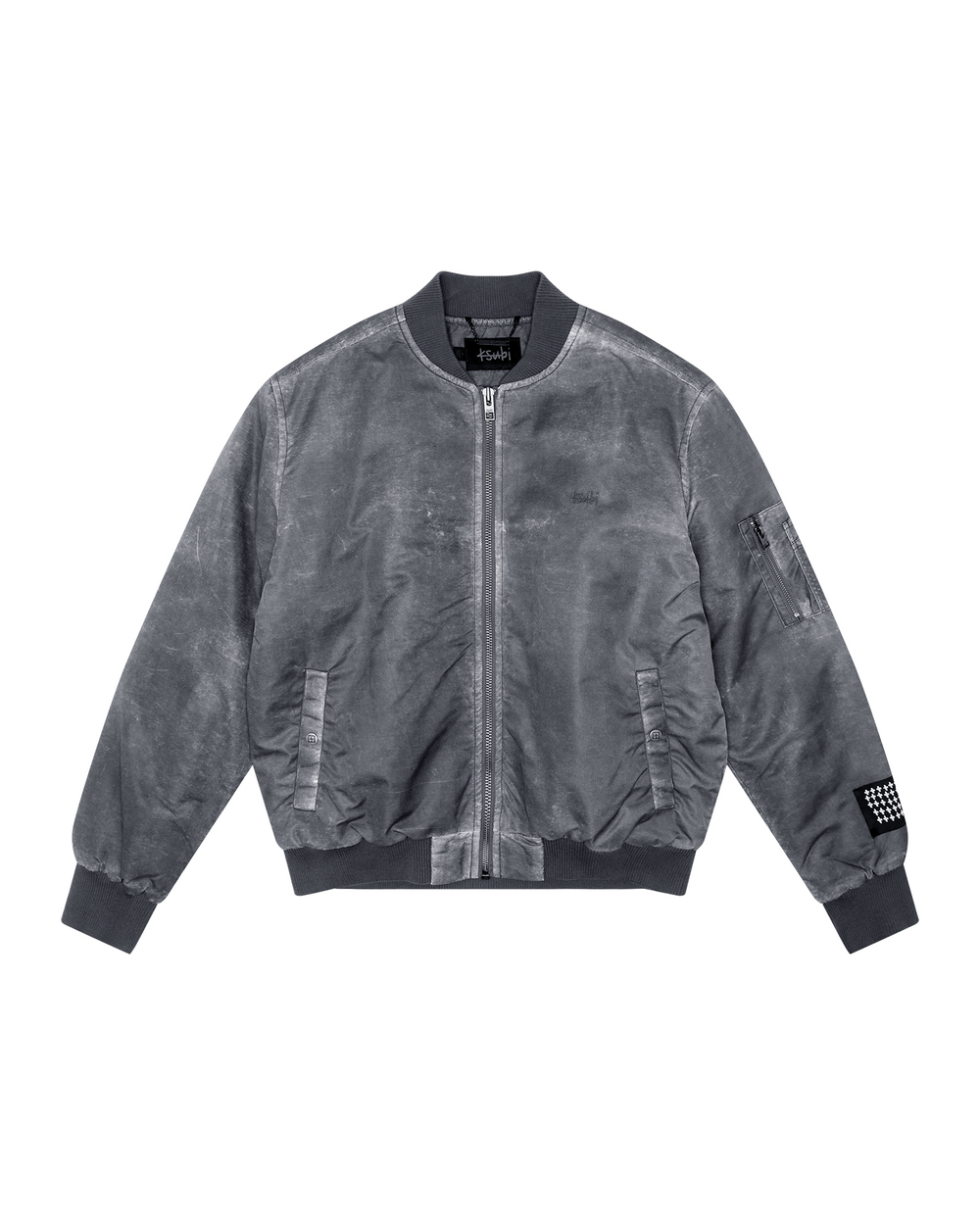 Royalty Padded Bomber Overdye Coal - Grey