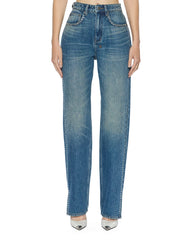 Womens Playback Texas Blue Studded Relaxed Denim Jeans