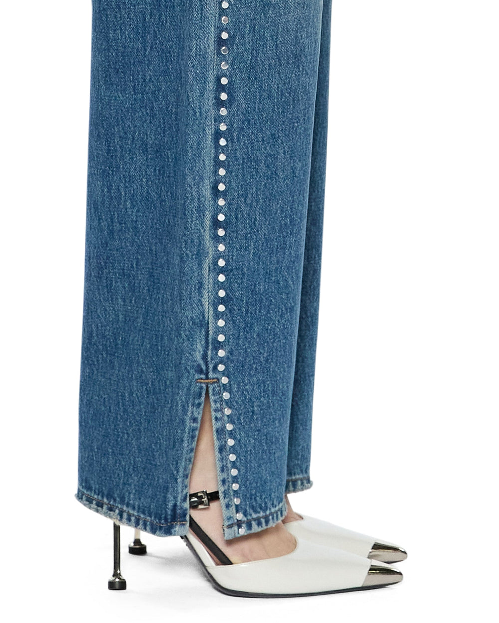 Womens Playback Texas Blue Studded Relaxed Denim Jeans