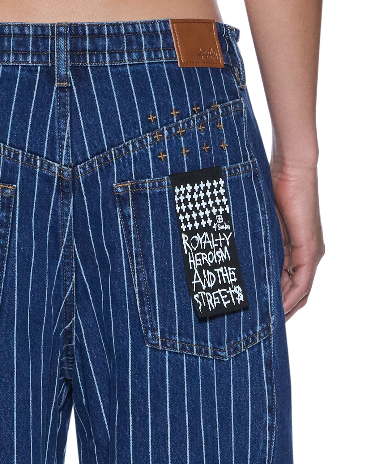 Womens Ksuper Mayfair Blue Spliced Baggy Denim Jeans