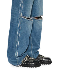 Womens Low Rider Texas Blue Studded Relaxed Denim Jeans