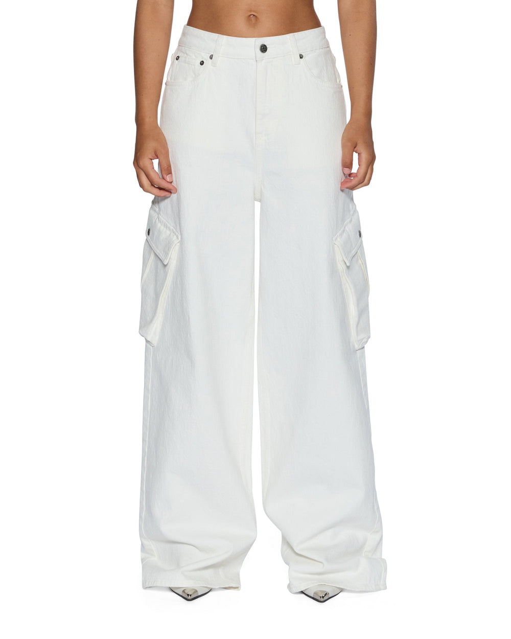 Womens Baggy Jean Cargo Ecru Baggy Denim Jeans