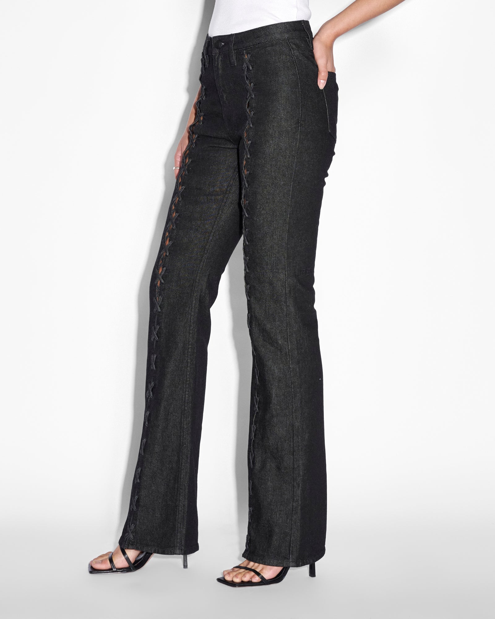 Buy Soho Ebony Laced Boot Cut Jean KSUBI