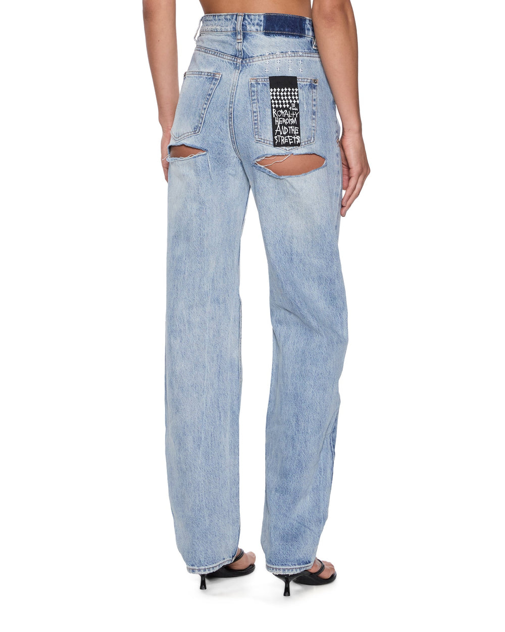 Womens Playback Destiny Distressed Straight Denim Jeans