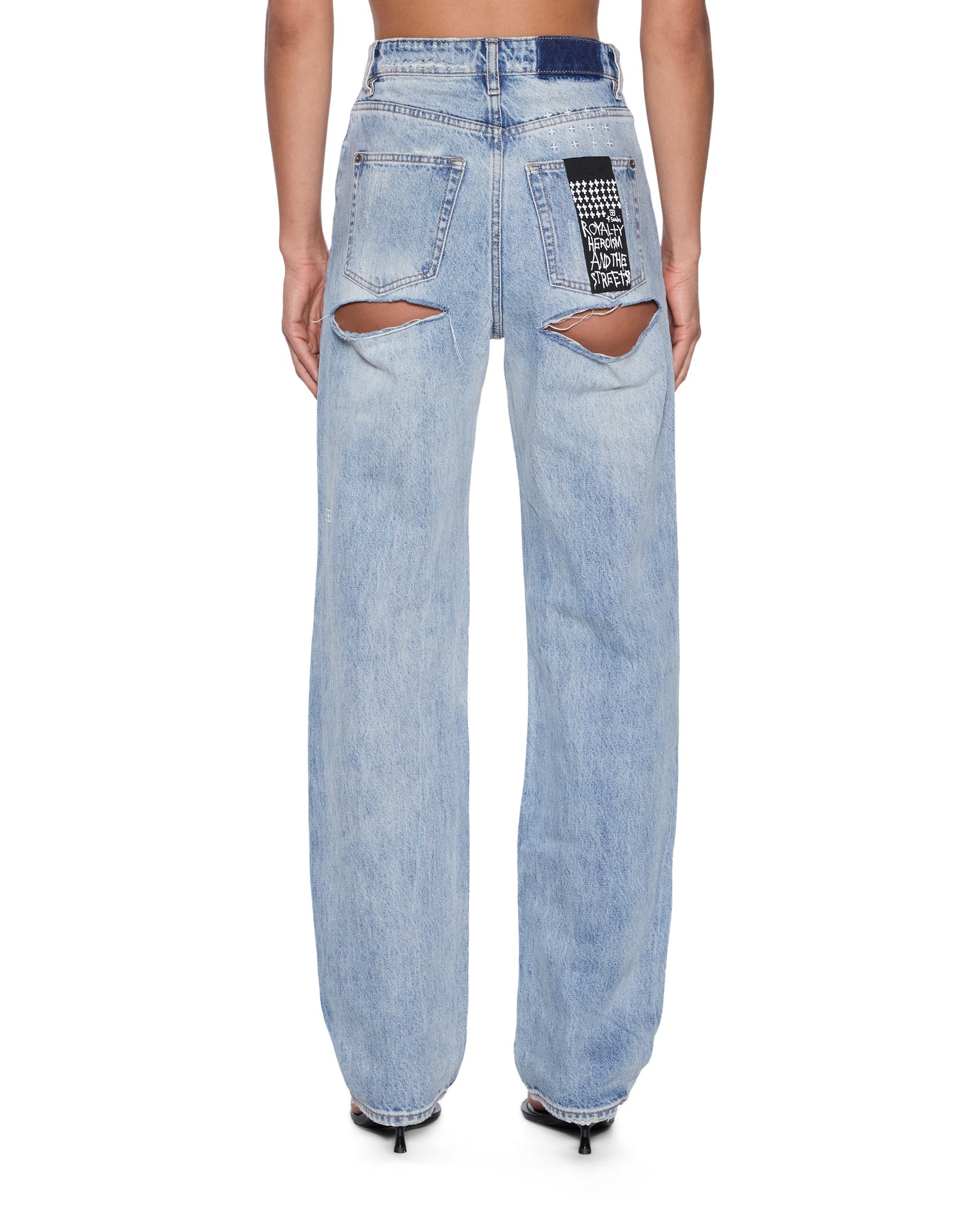 Womens Playback Destiny Distressed Straight Denim Jeans