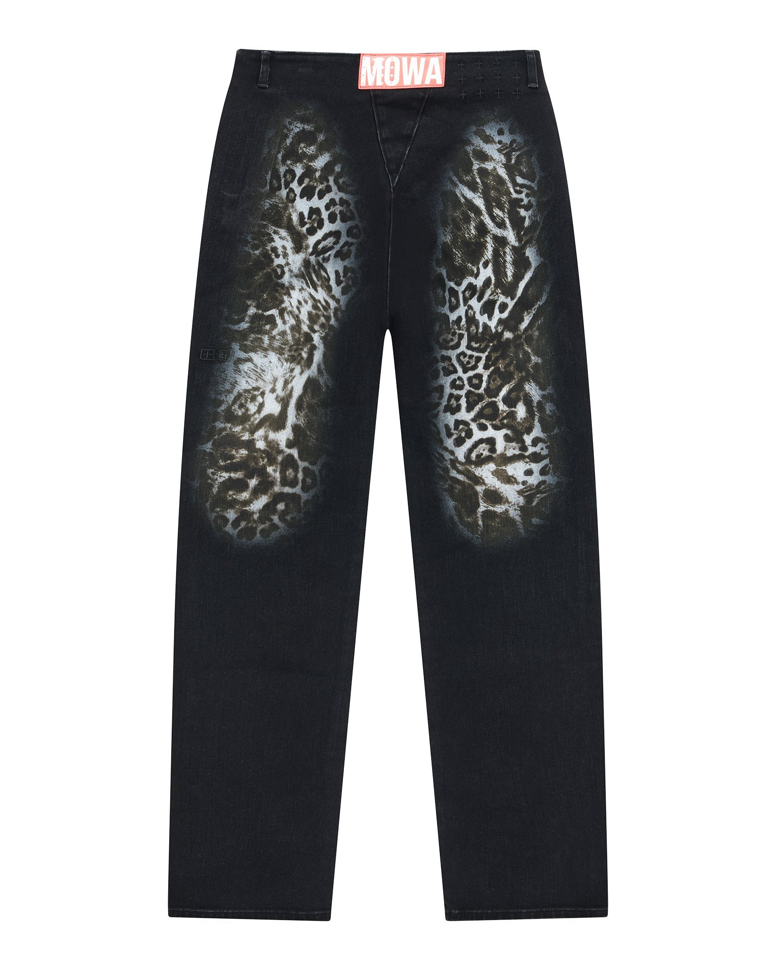 Womens Mowalola Jean Black Cheetah Slim Denim Jeans