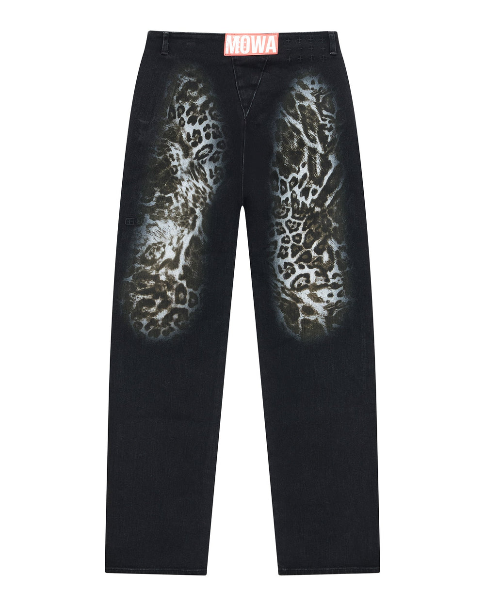 Womens Mowalola Jean Black Cheetah Slim Denim Jeans