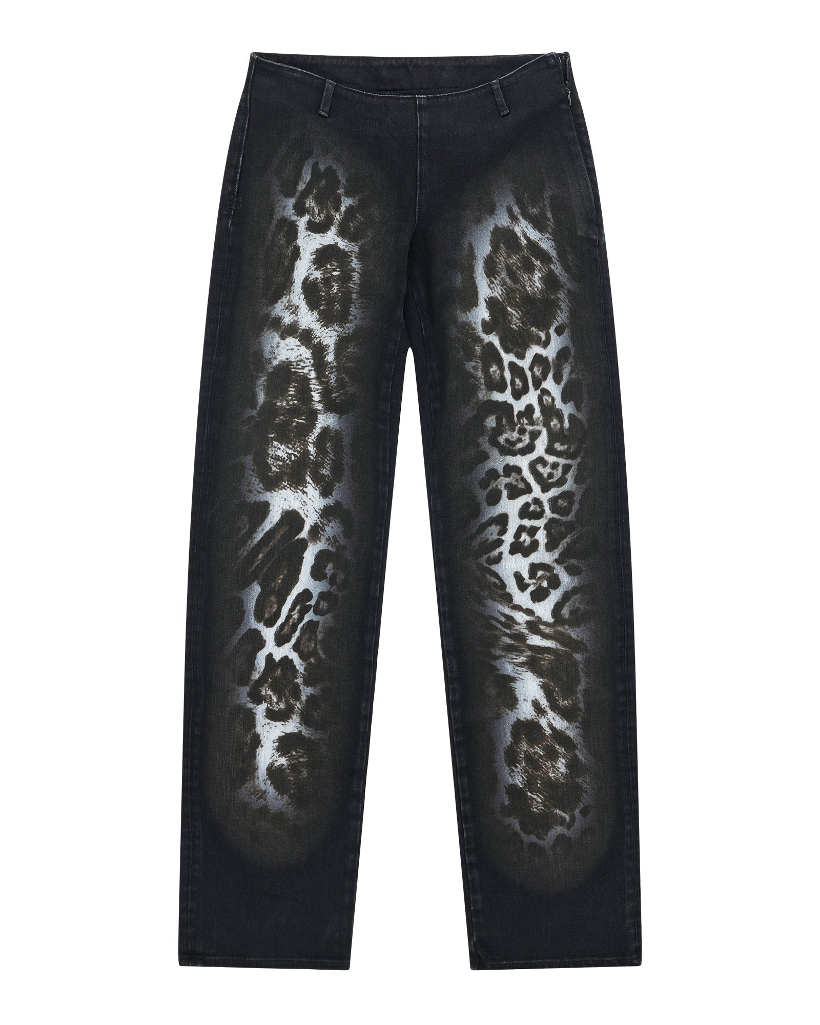 Womens Mowalola Jean Black Cheetah Slim Denim Jeans