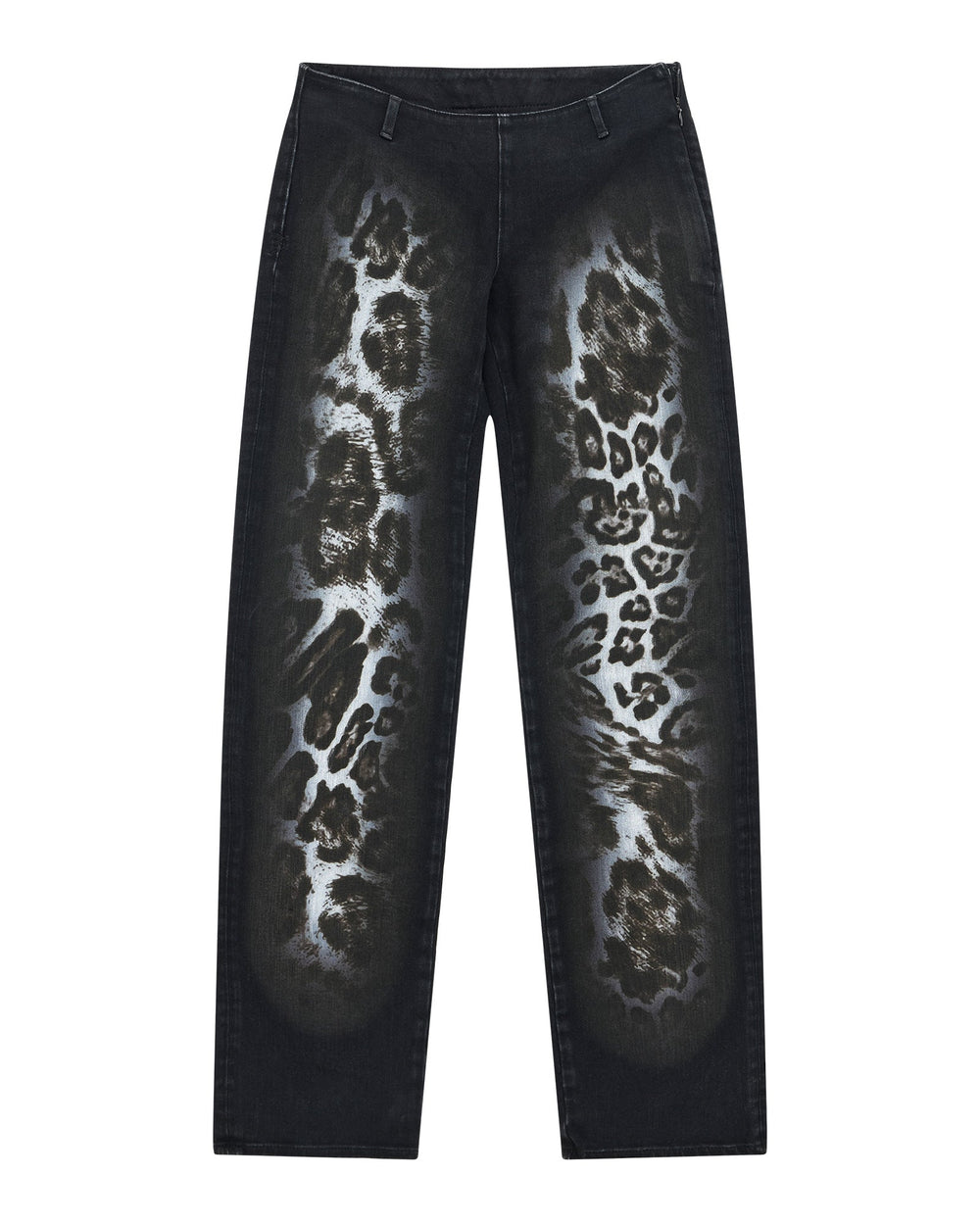 Womens Mowalola Jean Black Cheetah Slim Denim Jeans