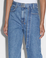 Playback High Waisted Jeans Belted Heritage - Blue Denim