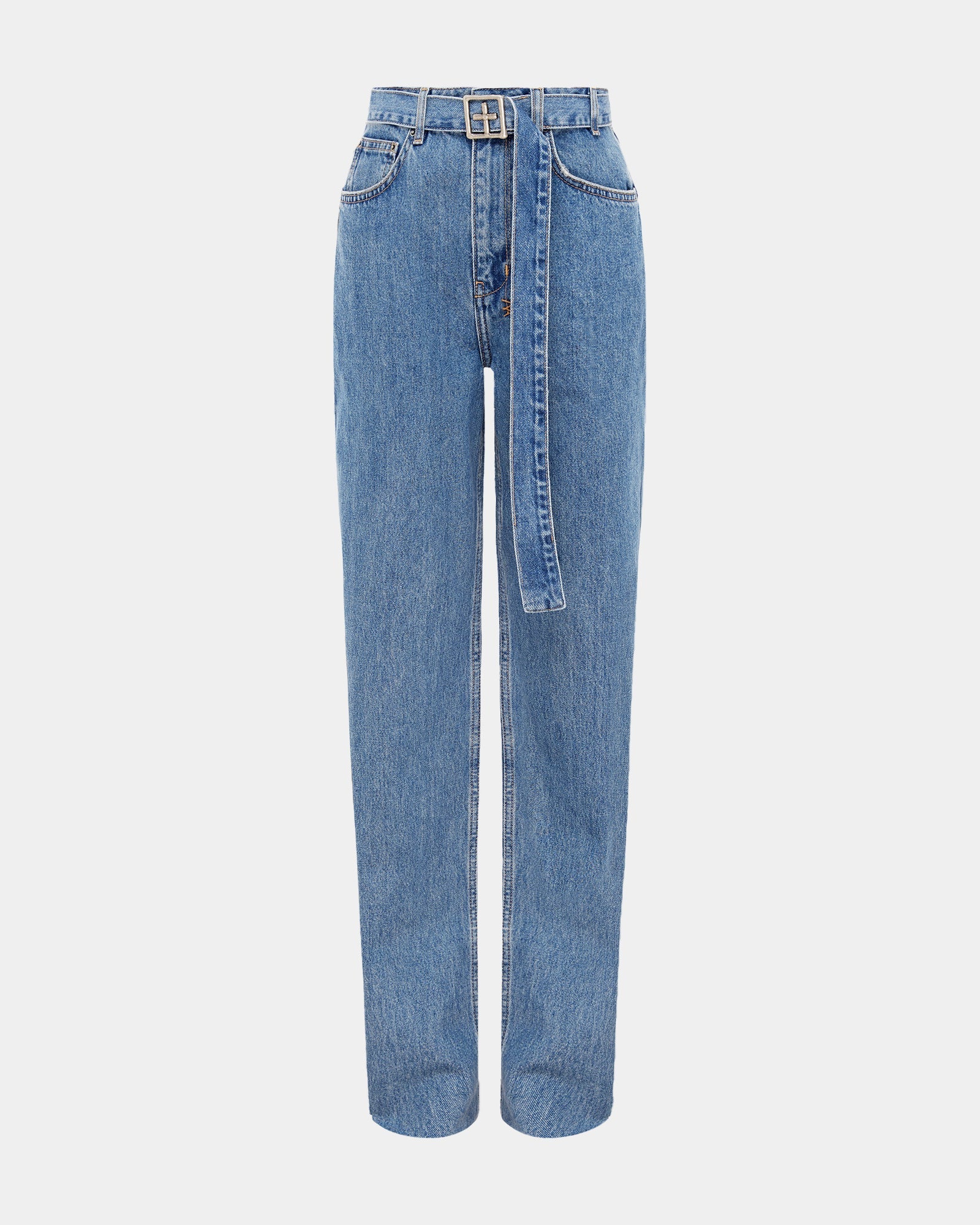 Playback High Waisted Jeans Belted Heritage - Blue Denim