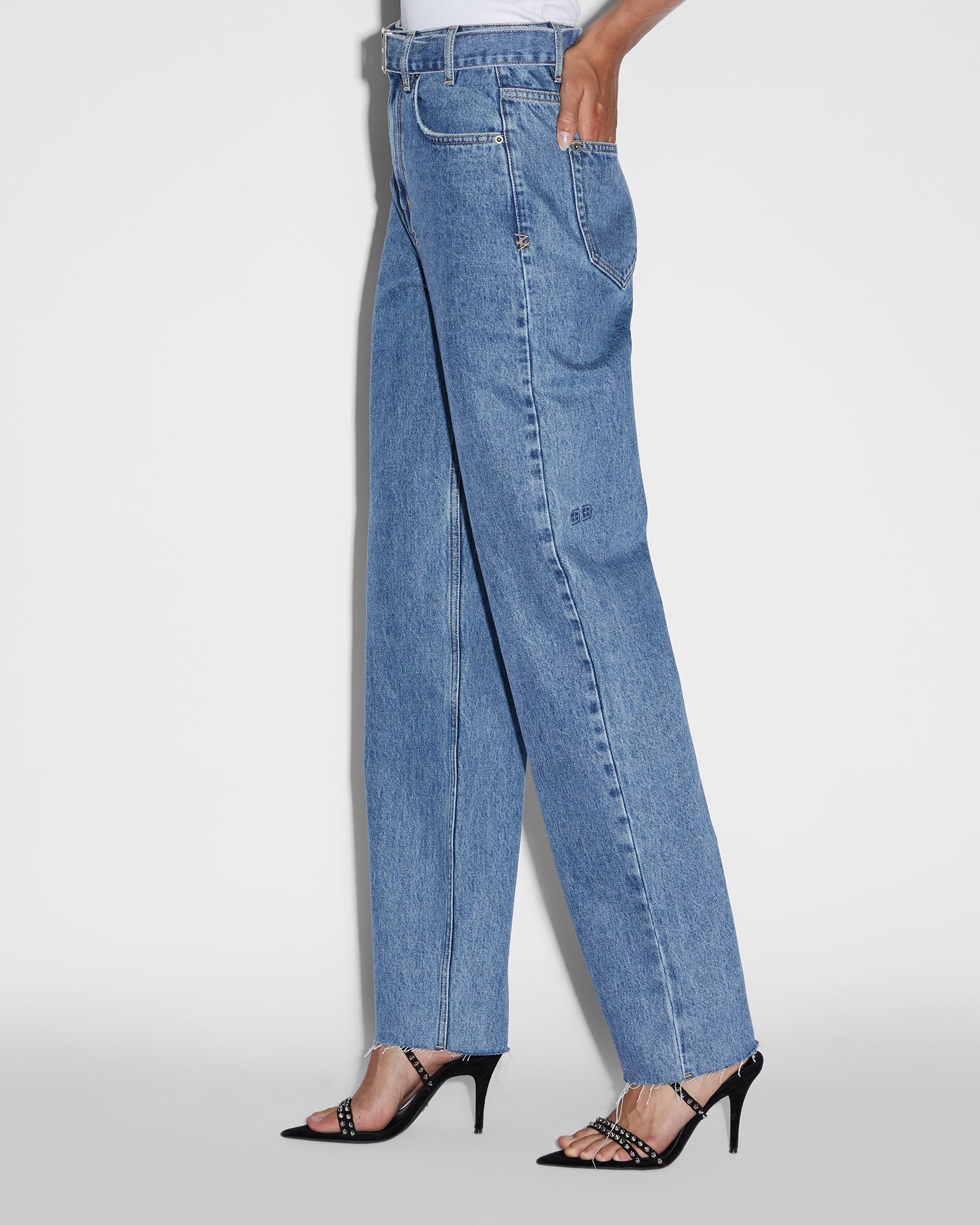 Playback High Waisted Jeans Belted Heritage - Blue Denim