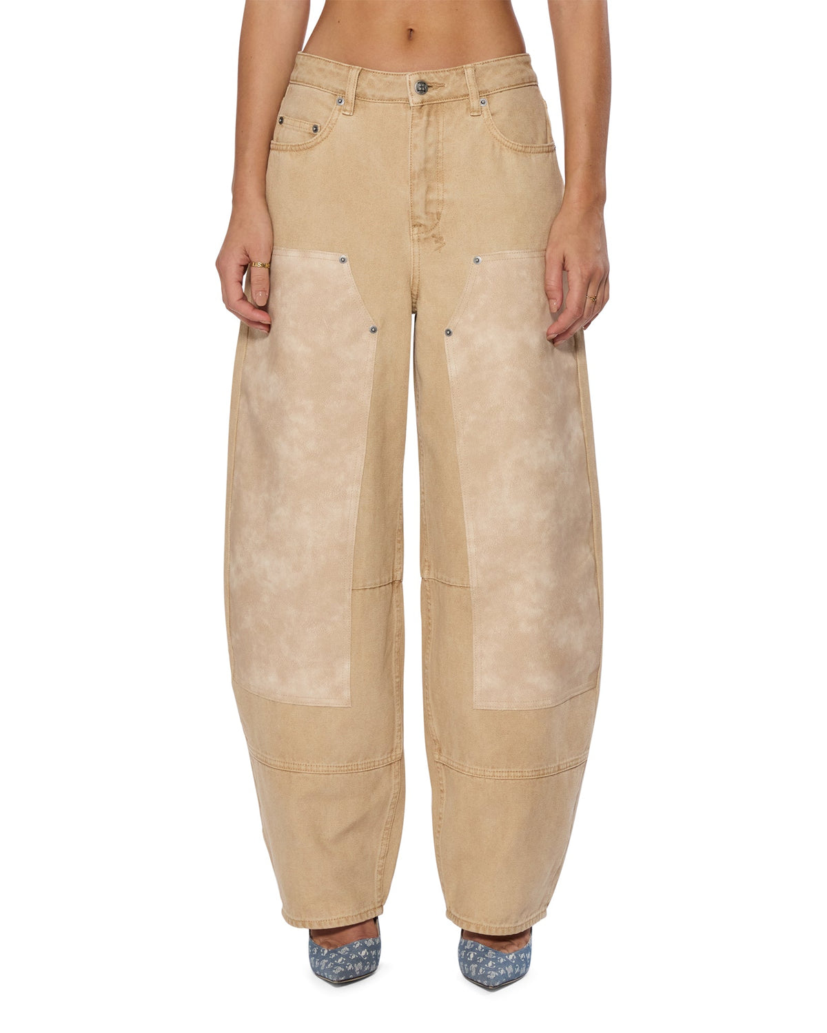 Womens Barrel Jean Carpenter Oat Barrel Leg Denim Jeans