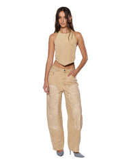 Womens Barrel Jean Carpenter Oat Barrel Leg Denim Jeans