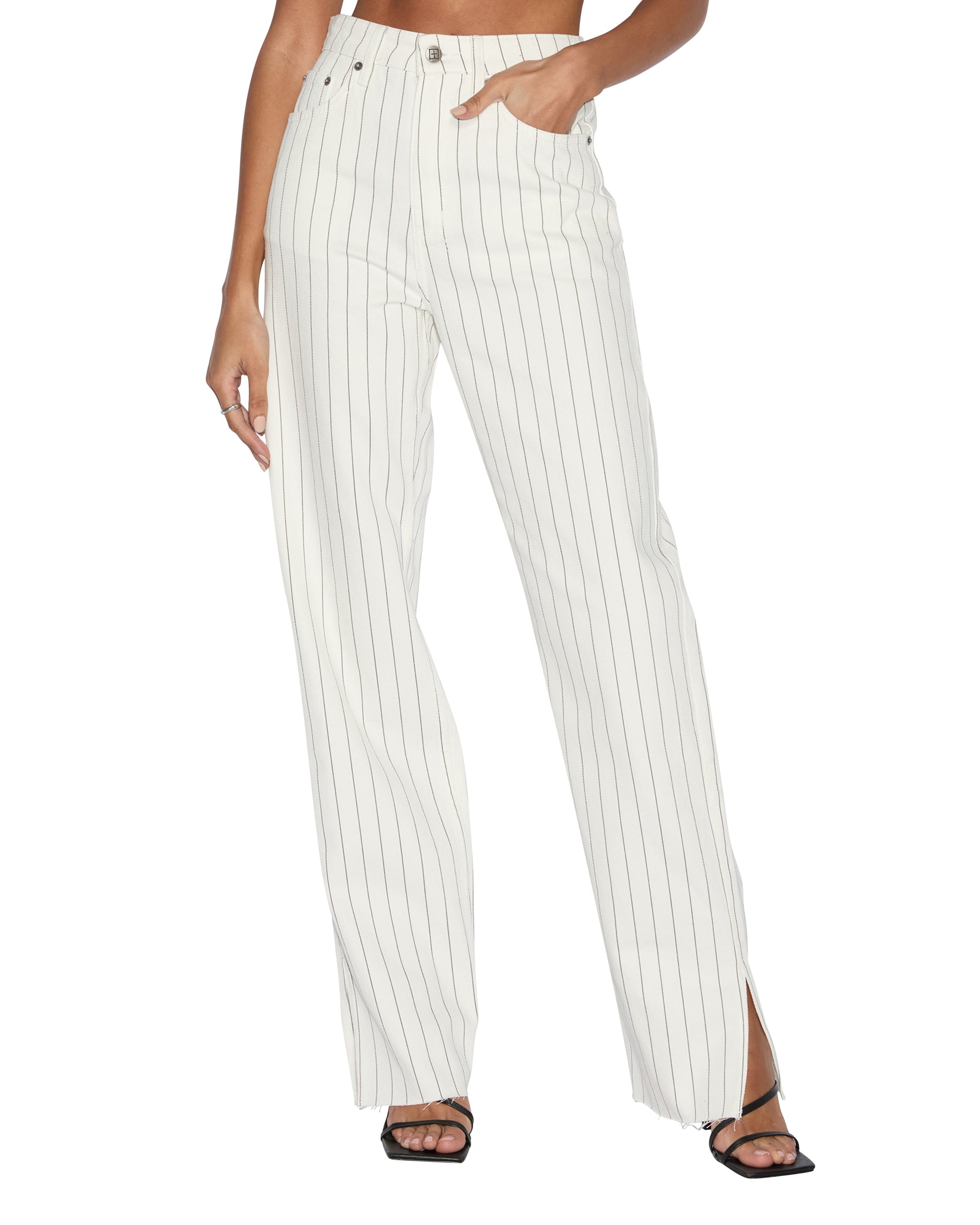 Playback Prophetik Splits High Waisted Jeans - White Denim