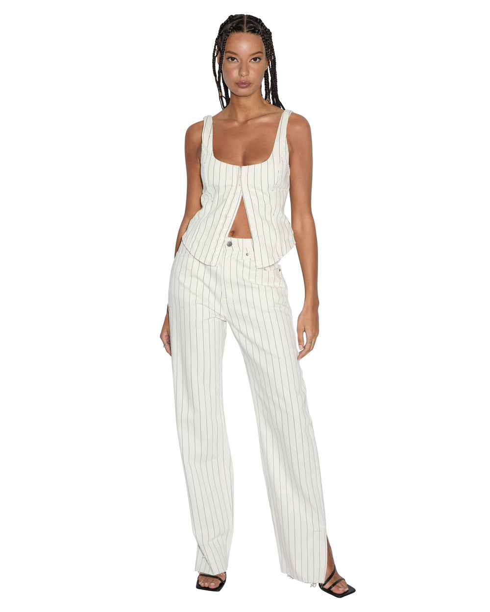 Playback Prophetik Splits High Waisted Jeans - White Denim