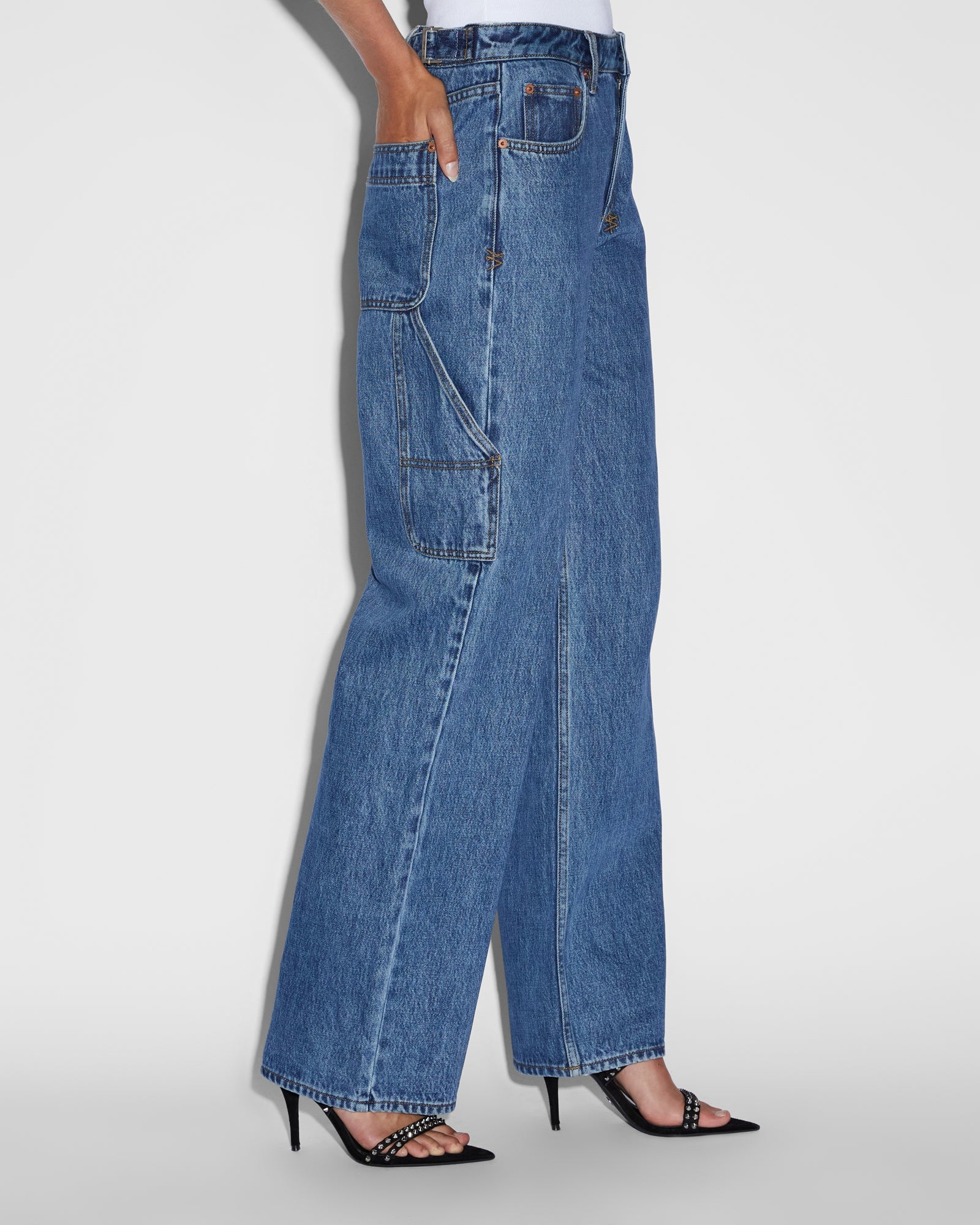 Low Rider Carpenter Moody Low Rise Jeans - Mid Blue Denim