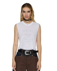 Womens Motor Oil Moss Tank White Fashion Tops