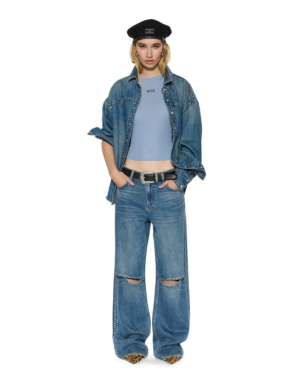 Womens Staple Ss Tee Ice Blue Sheer Fashion Tops