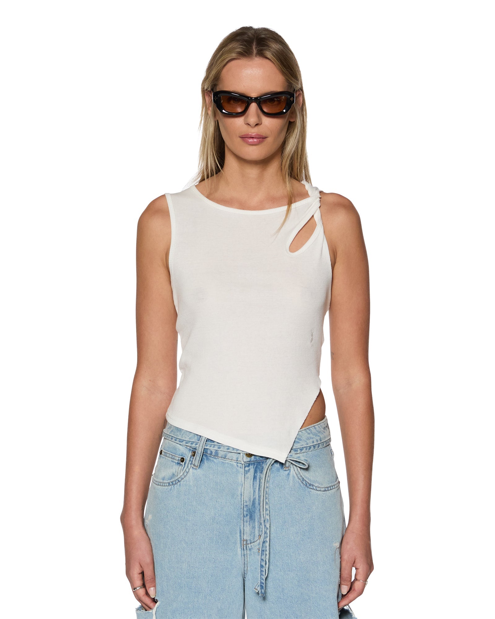 Twisted White Tank Top