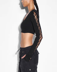 Buy Fantasy Top Black Lace Up Cropped Top KSUBI