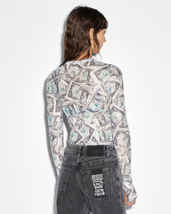 Paper Long Sleeve Mesh T-shirt - Print