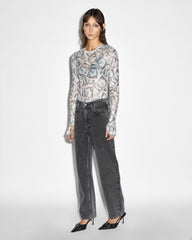 Paper Long Sleeve Mesh T-shirt - Print