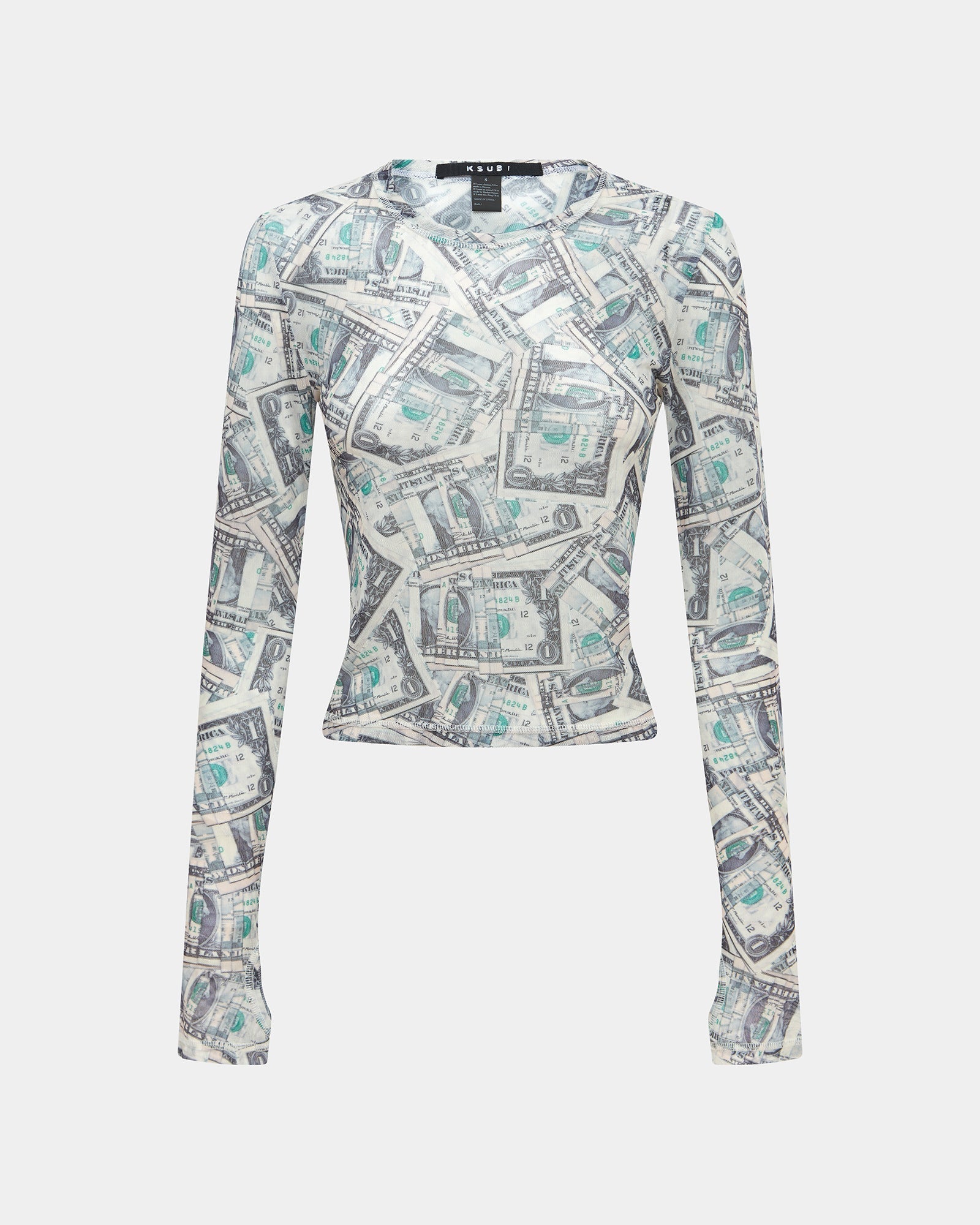 Paper Long Sleeve Mesh T-shirt - Print