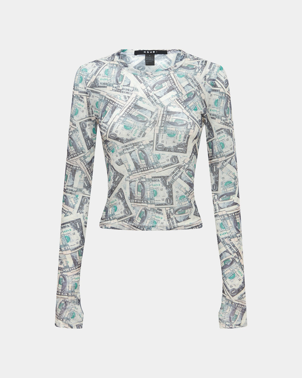 Paper Long Sleeve Mesh T-shirt - Print