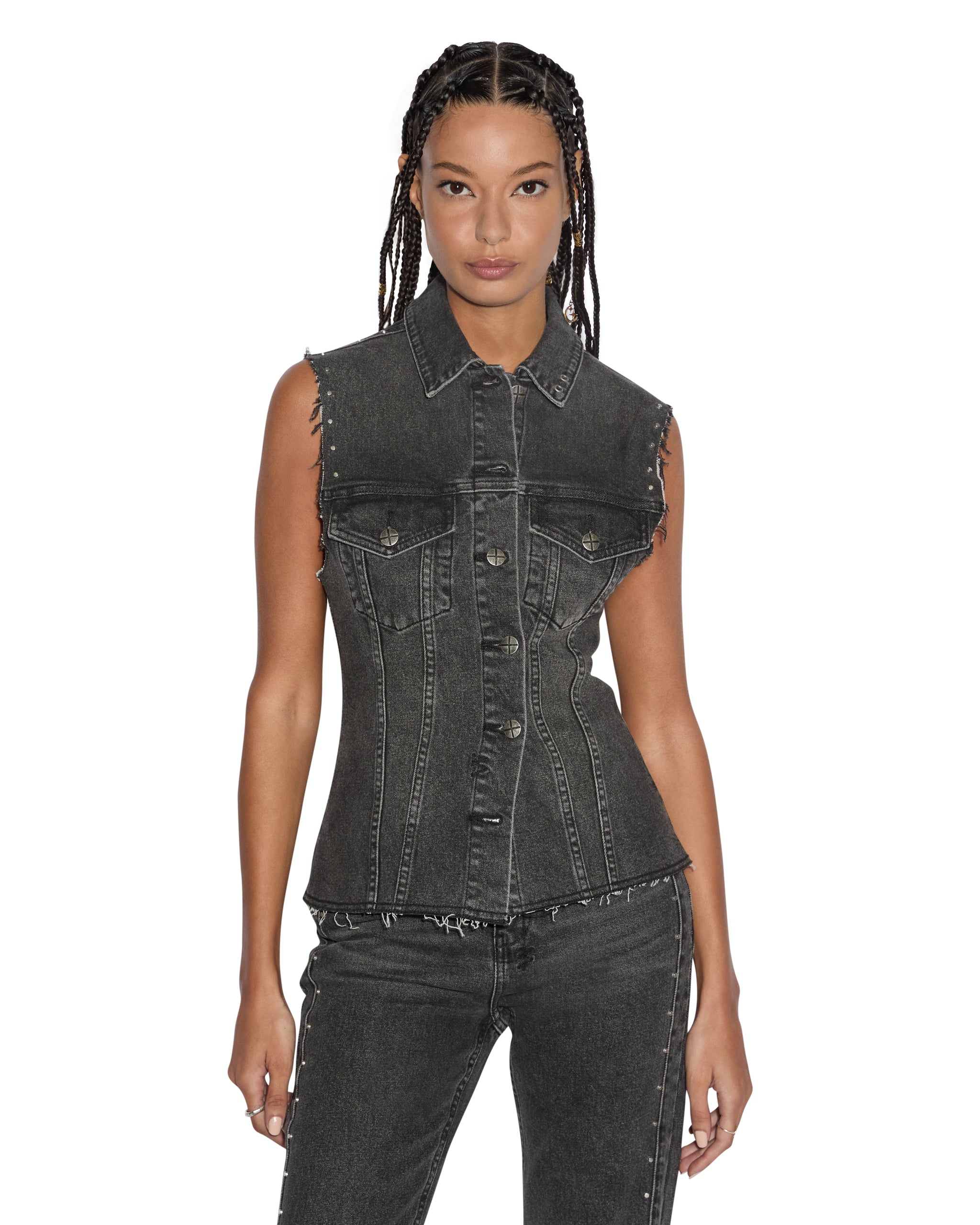 Spark Vest Lovestruck - Black Denim
