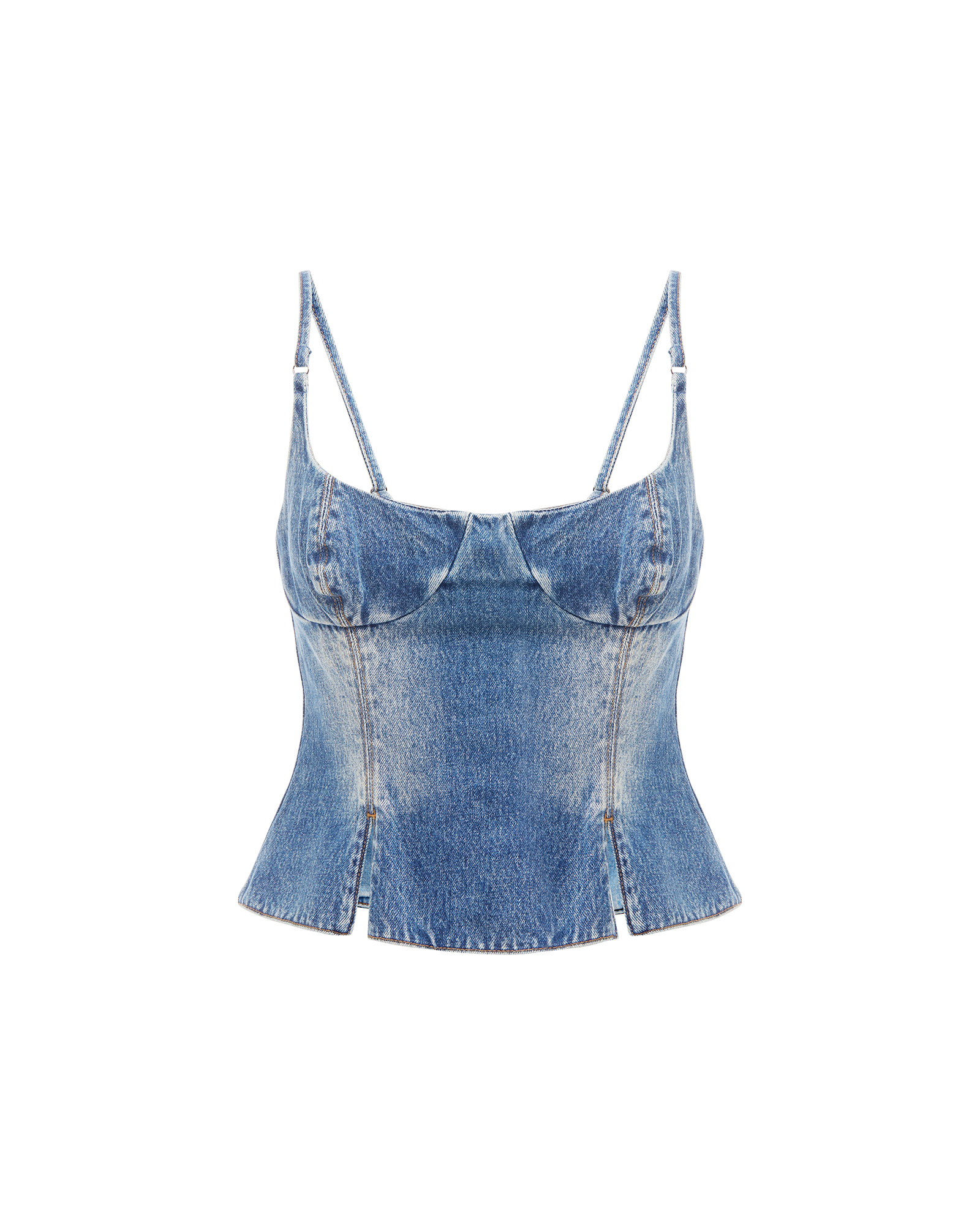 Athena Bustier Top - Medium Wash Denim