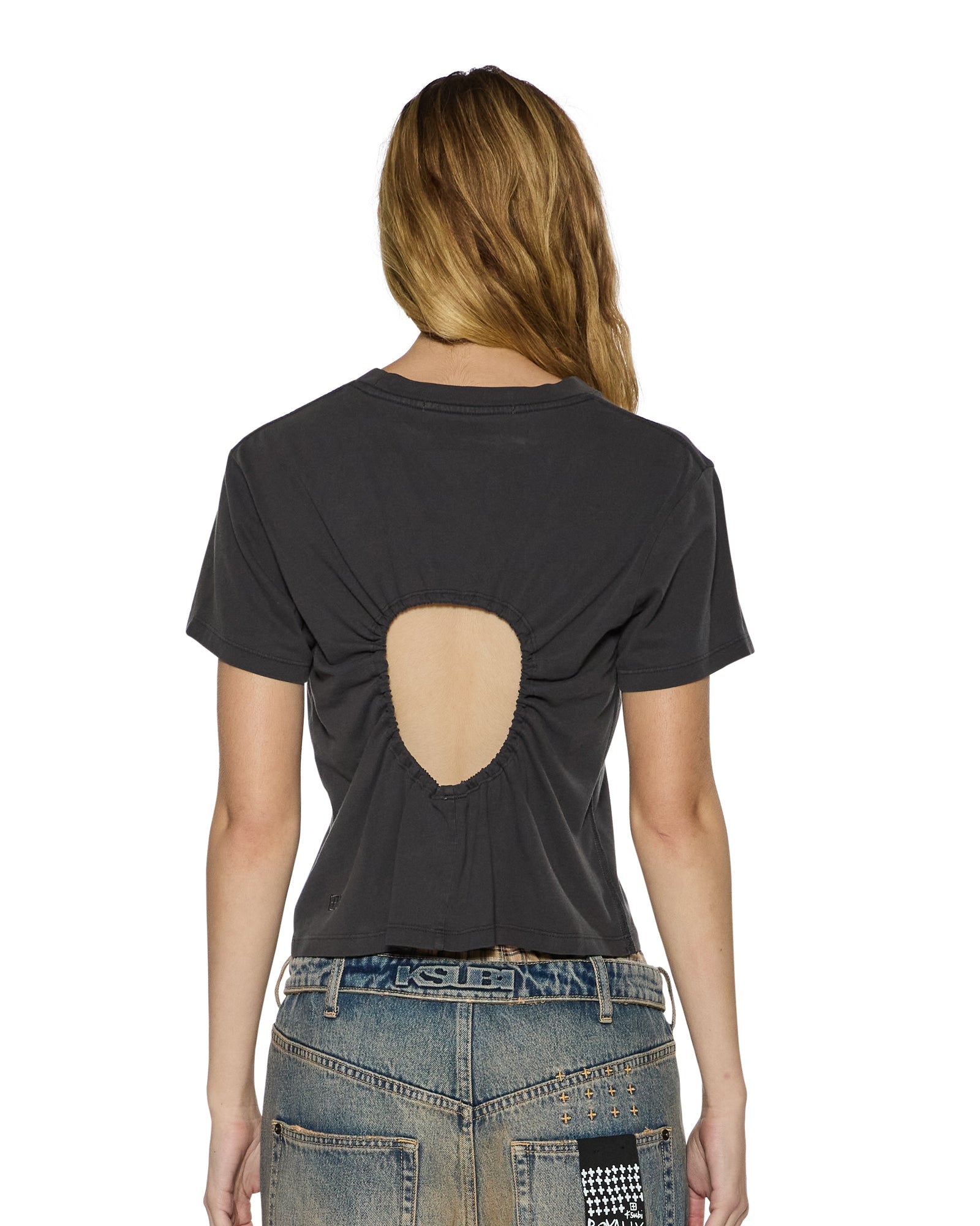 Womens Funny Bunny Shrunken Ss Tee Washed Black Tees