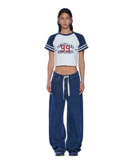 Womens Raglan Boxy Ss Tee Vintage White/Navy Tees