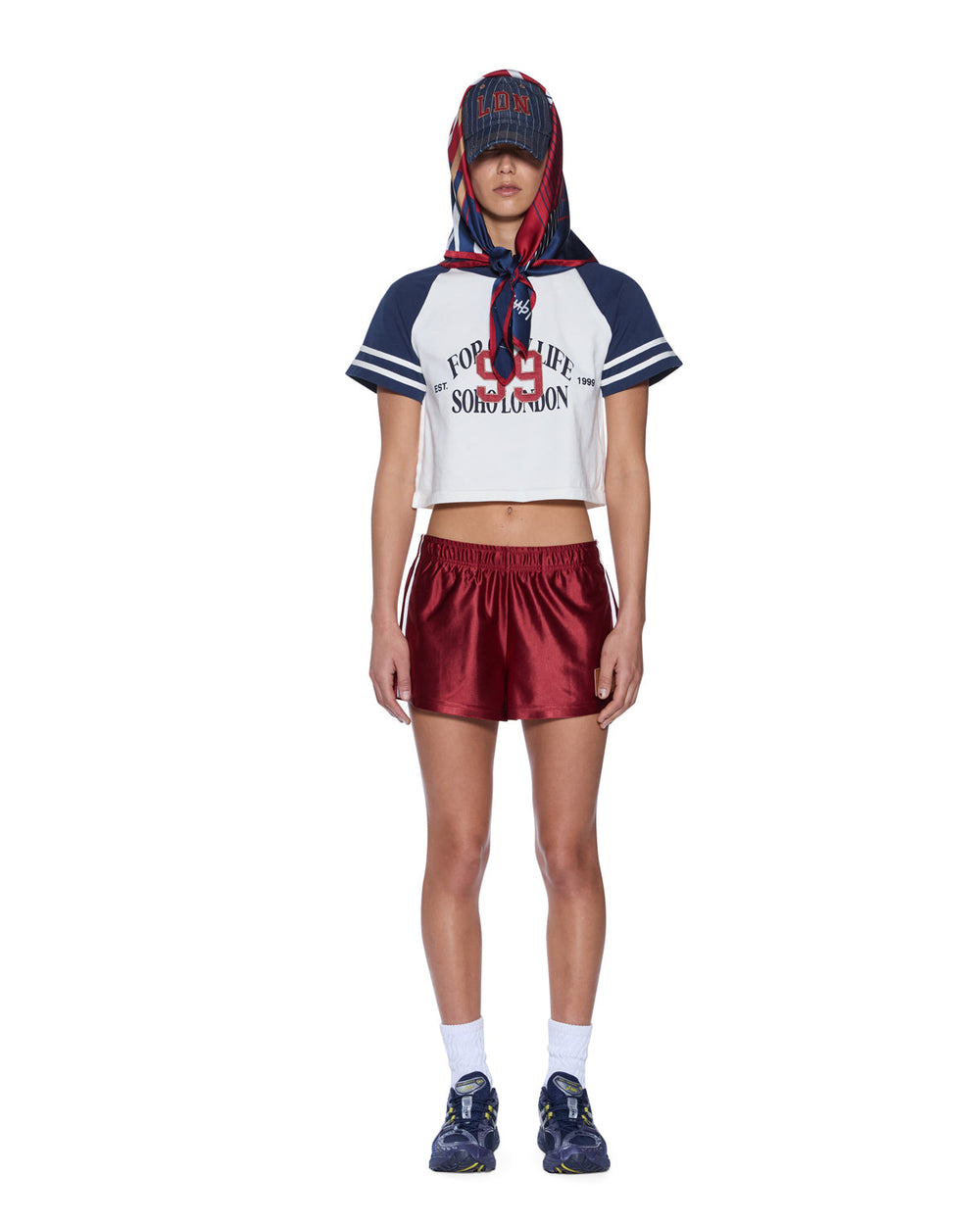 Womens Raglan Boxy Ss Tee Vintage White/Navy Tees