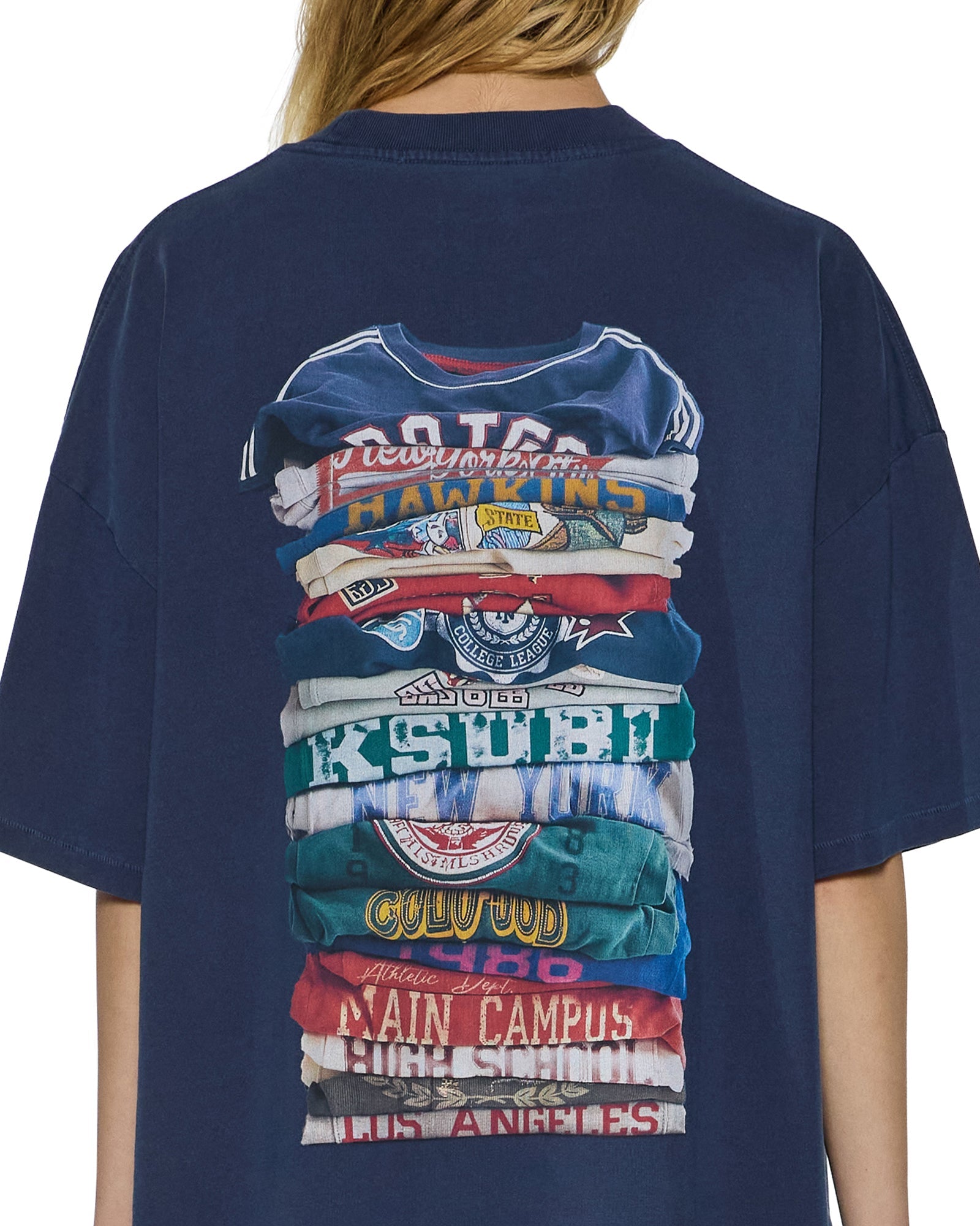 Womens Stacks Boyfriend Ss Tee Ink Blue Tees