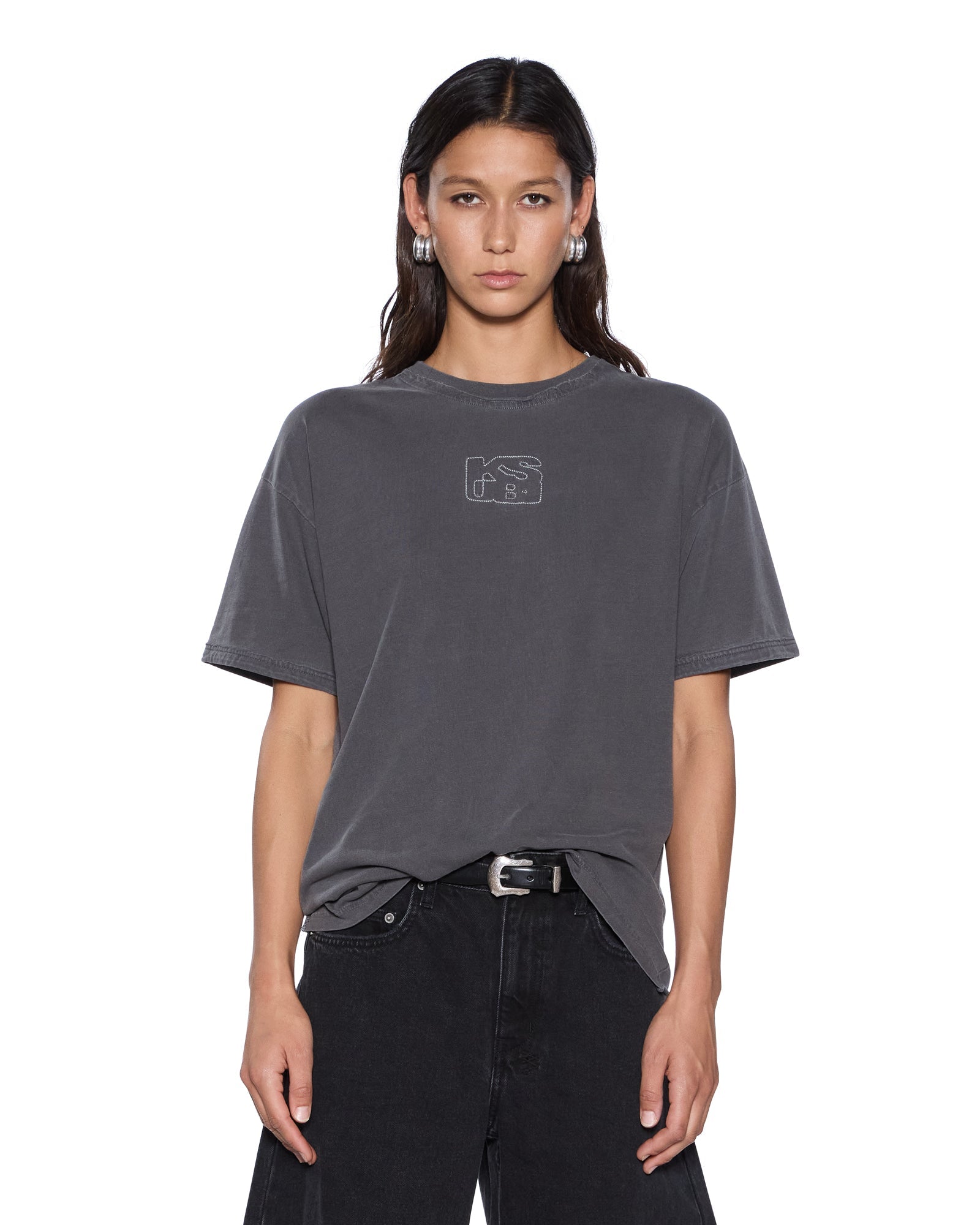 Womens Stacked Stitch Oh G Ss Tee Charcoal Tees