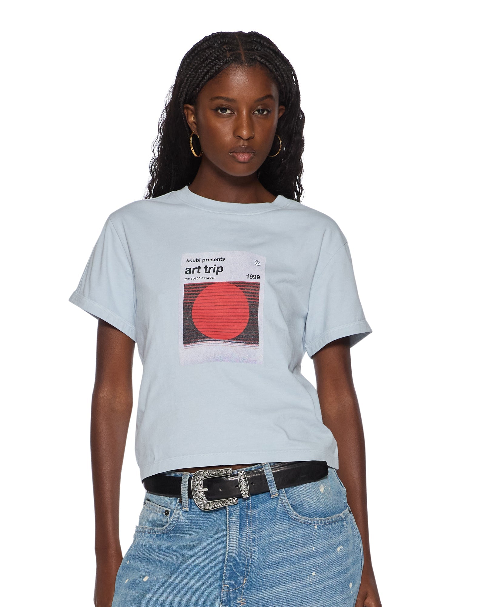 Womens Art Trip Shrunken Cut Out Tee Ice Mist Tees