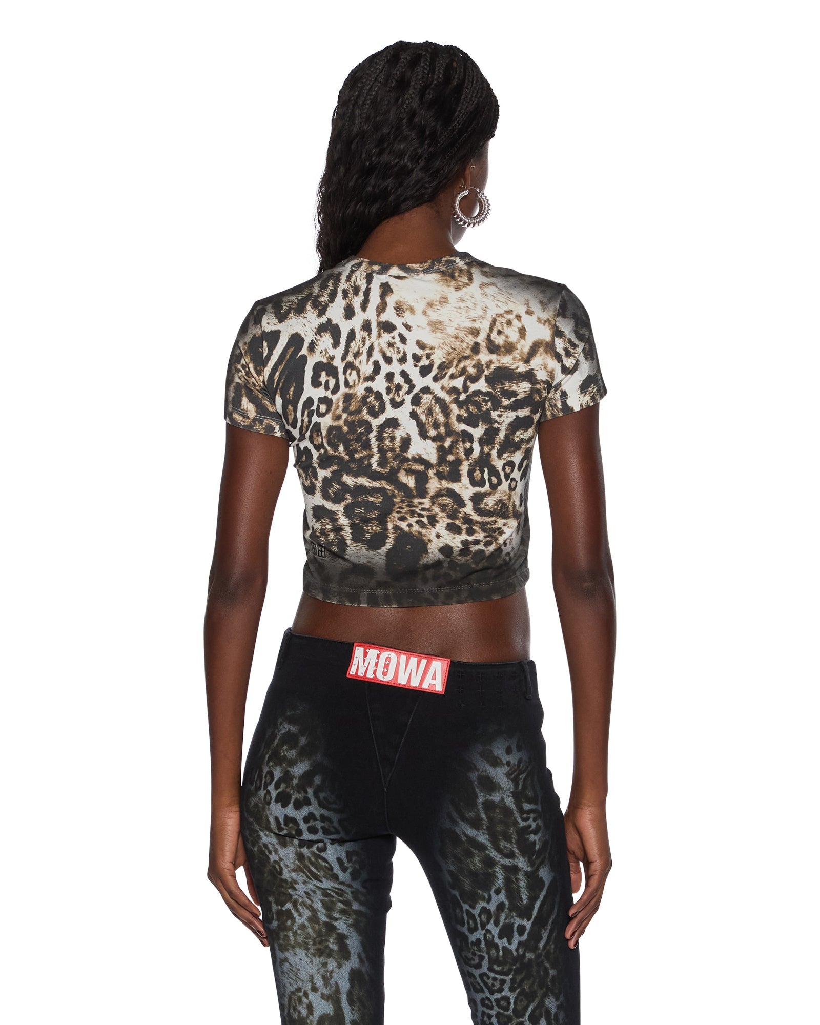 Womens Mowalola Baby Tee Cheetah Tees
