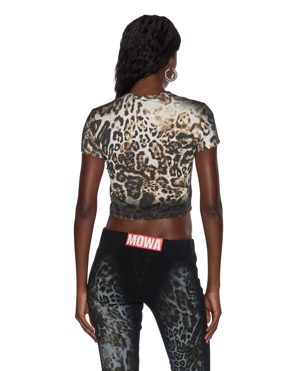 Womens Mowalola Baby Tee Cheetah Tees