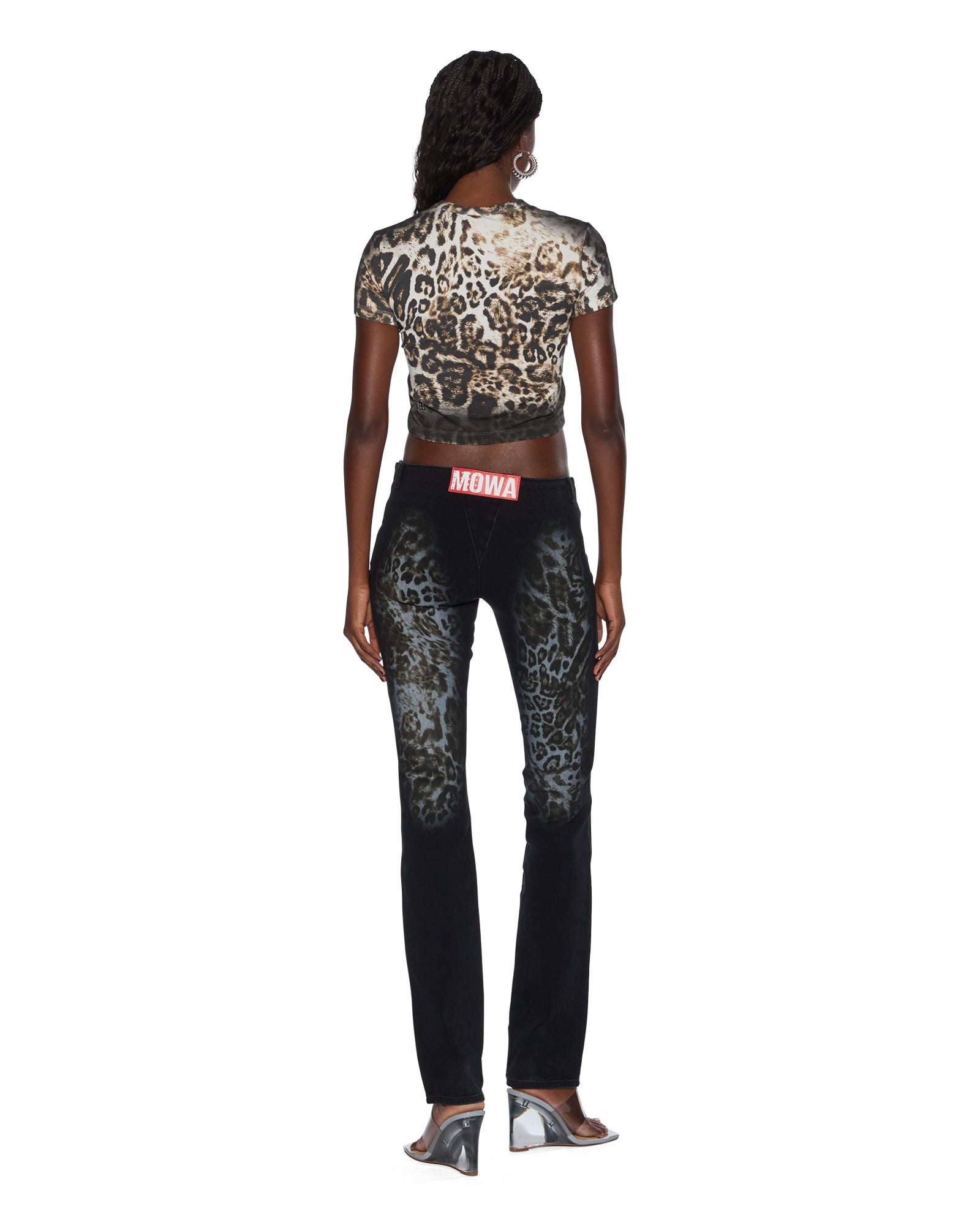 Womens Mowalola Baby Tee Cheetah Tees