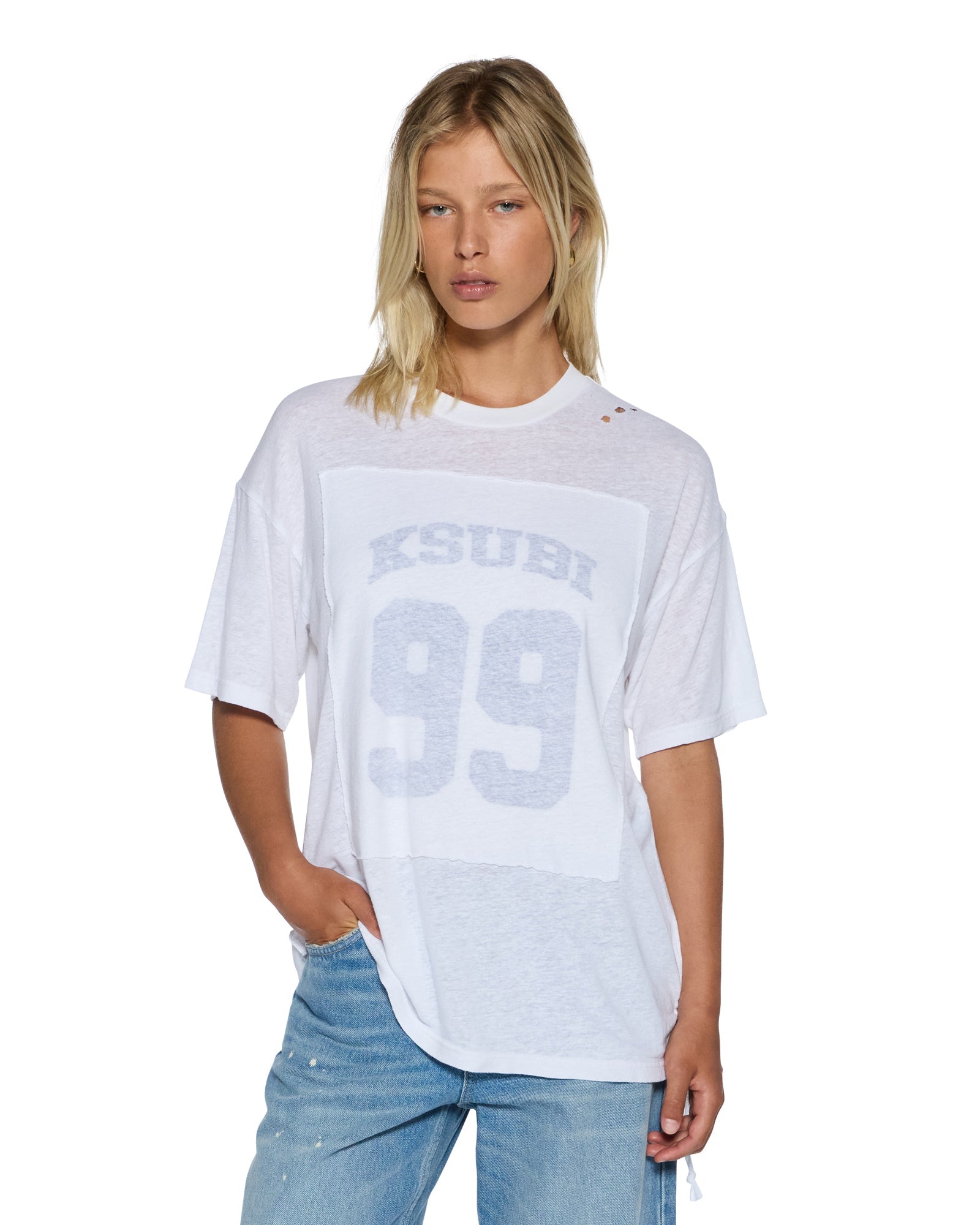 Womens 99 Oh G Tee Slub White Tees