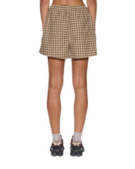 Womens Boxer Shorts Tan Plaid Walkshorts
