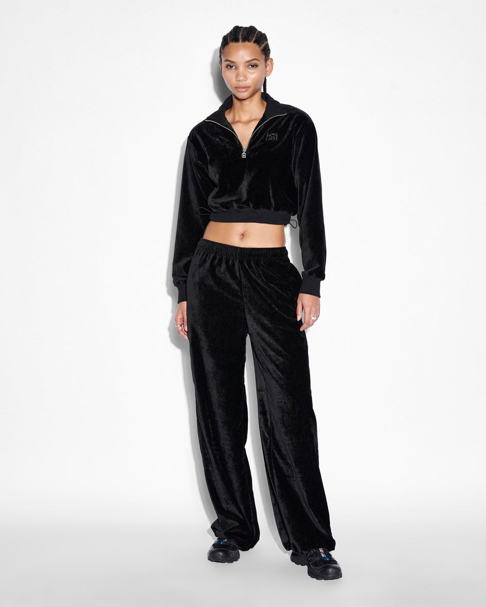 Buy Richie Origin Trak Black Velour Trackpant KSUBI
