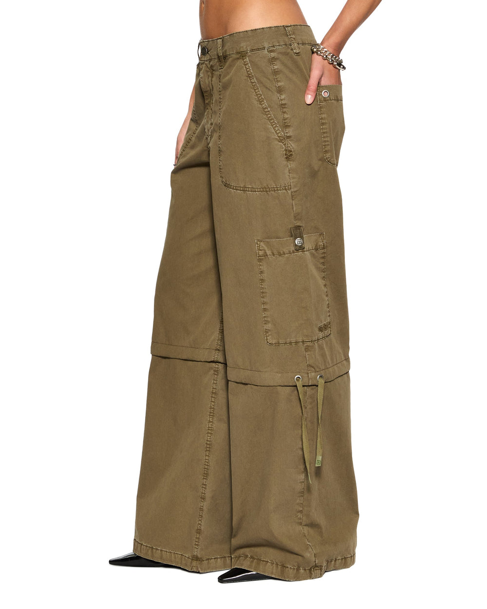Baggy Cargo Detachable Straight Leg Pant - Khaki