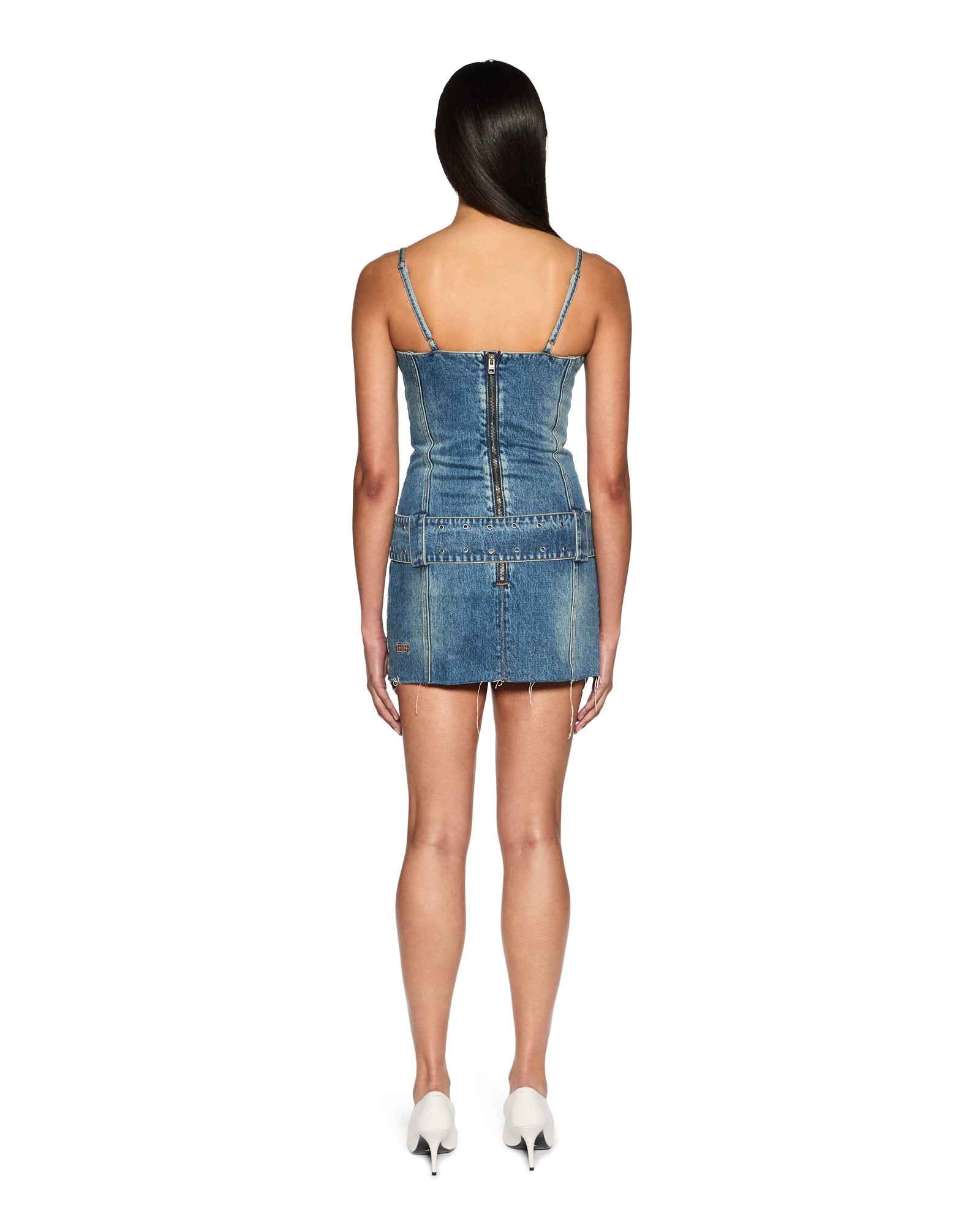 Dauphine Belted Mini Dress - Aged Denim